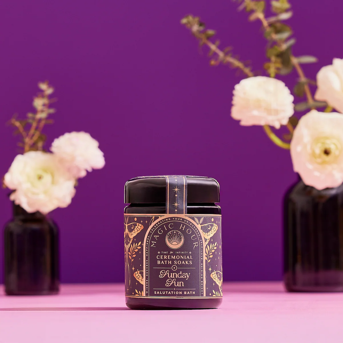 Ceremonial Bath Salt Soaks - Violet Glass Jar - Image 3